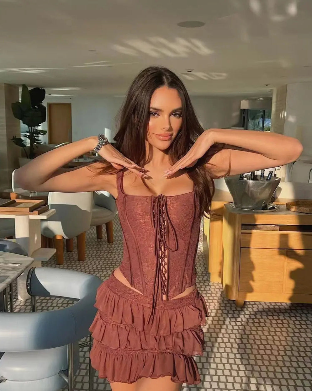 Two Piece Cocktail Set Medina Burgundy