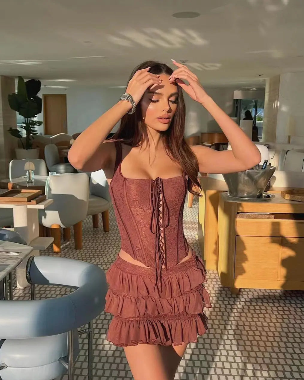 Two Piece Cocktail Set Medina Burgundy