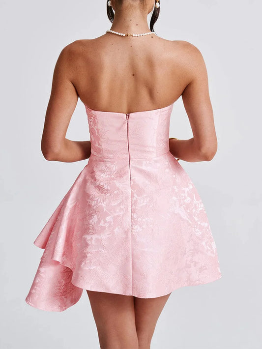 Embroidery Satin Dress Adriana Soft Pink